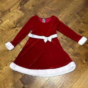 Pink & Violet Girls Red Velvet With White Fur Trim Holiday Dress Size 7